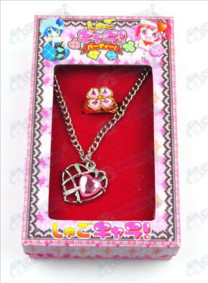Shugo Chara! Accessories heart-shaped necklace + ring (Pink)