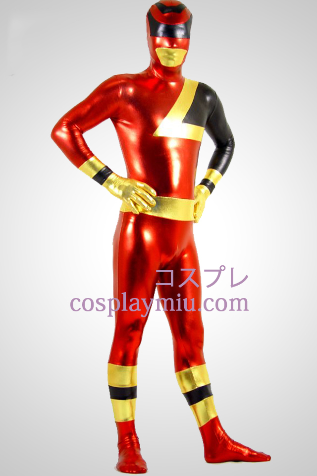 Power Rangers Kids Costume  Red and Silver Spandex Lycra Zentai Suit