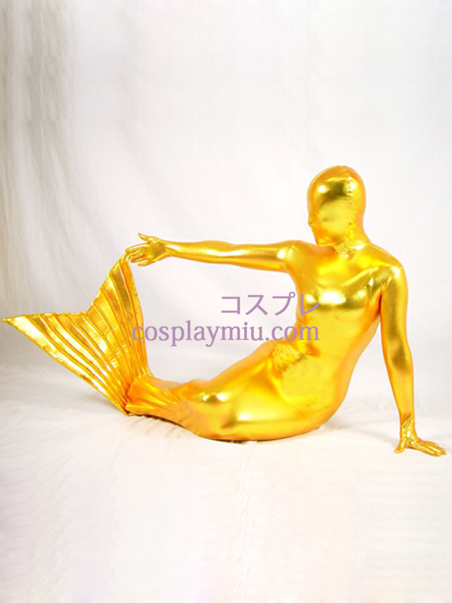 Golden Shiny Metallic Mermaid Zentai Suit
