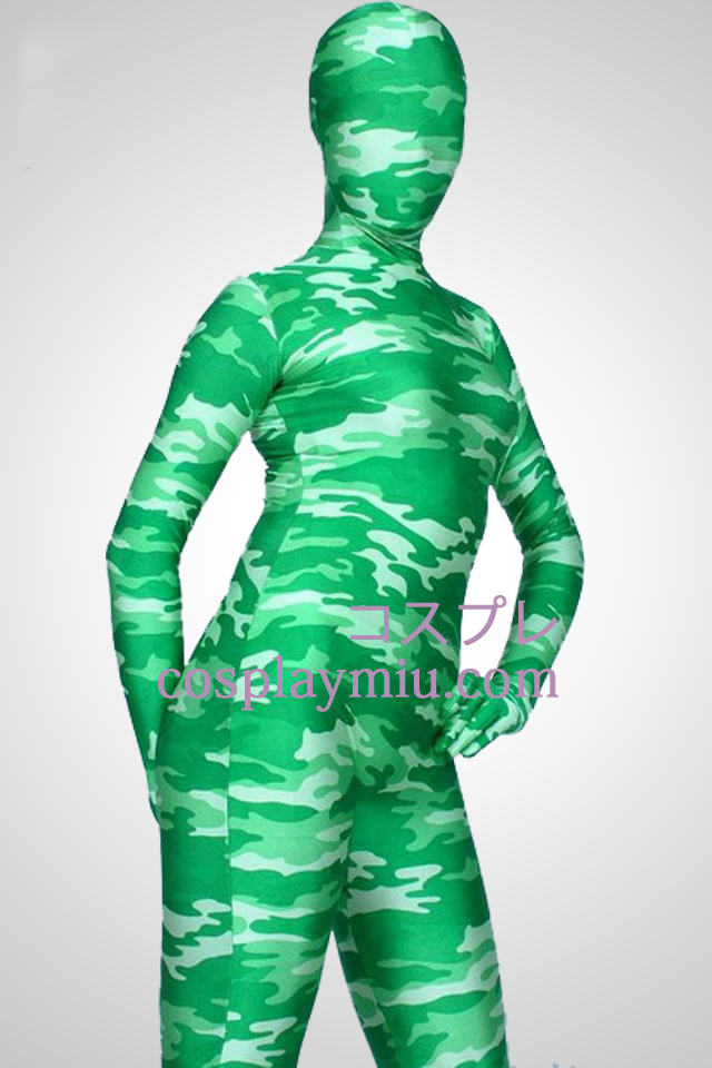 Light Green Camouflage Color Lycra Spandex Zentai Suit