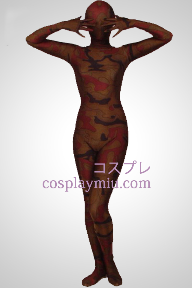 Coffee Camouflage Color Lycra Full Body Zentai Suit