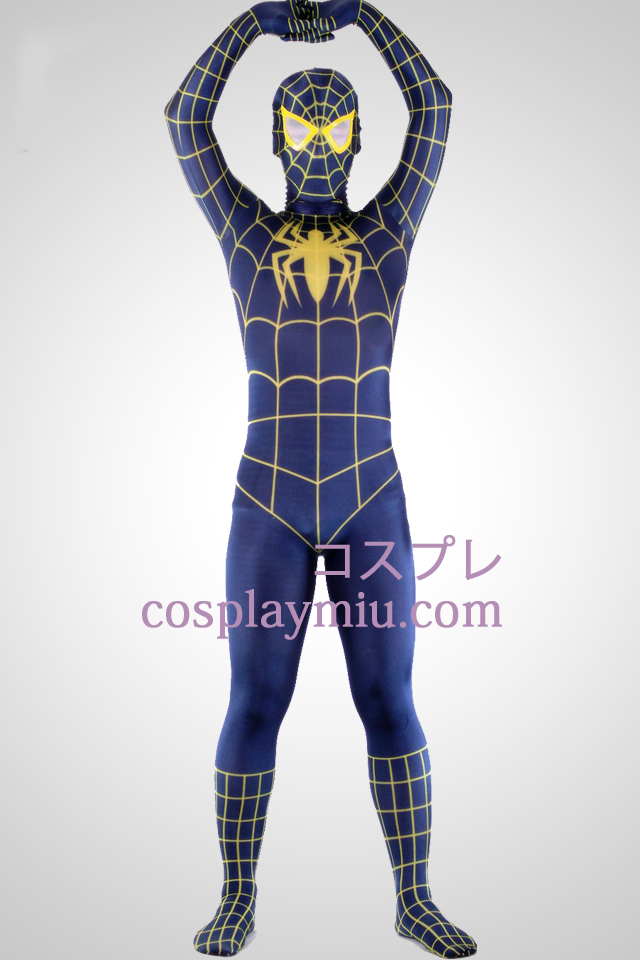 Blue And Yellow Lycra Spandex Spiderman Superhero Zentai Suit